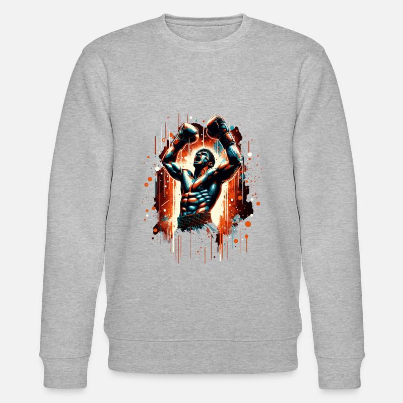 Boxer Siegespose Siegerpose Boxen Geschenk - Stanley/Stella Unisex Bio-Sweatshirt CHANGER  - Grau meliert