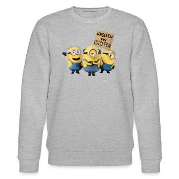 Minions Avec Bouclier Umgeben Von Idioten - Sweat bio CHANGER Stanley/Stella Unisexe - gris chiné - Devant - Nik (191cm) & Marisol (170cm)