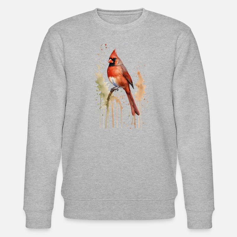 Nördlicher Kardinal Aquarell - Lebendiger Vogel - Stanley/Stella Unisex Bio-Sweatshirt CHANGER  - Grau meliert
