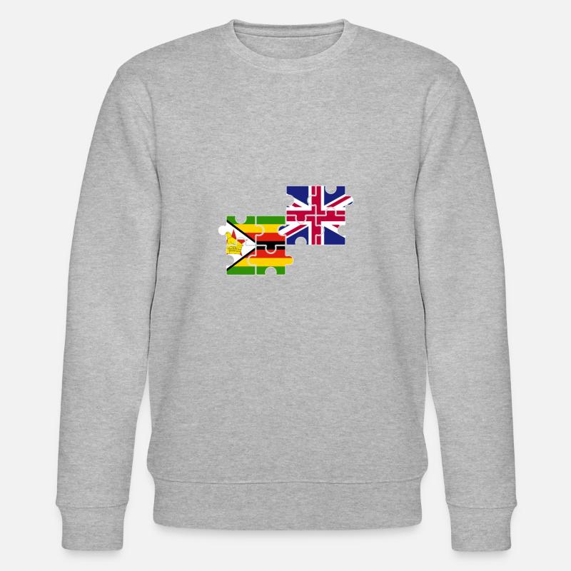 Zimbabwe Royaume-Uni Drapeau britannique Zimbabwéen - Sweat bio CHANGER Stanley/Stella Unisexe - gris chiné