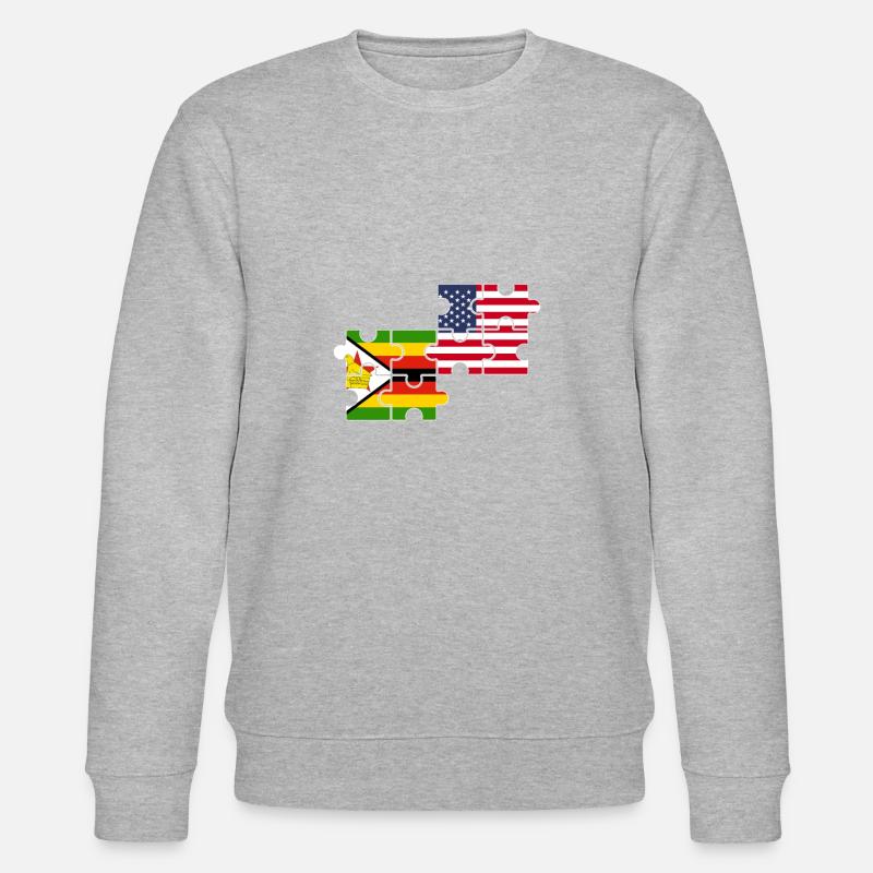 Zimbabwe, Etats-Unis, drapeau, Américain, Zimbabwéen - Sweat bio CHANGER Stanley/Stella Unisexe - gris chiné