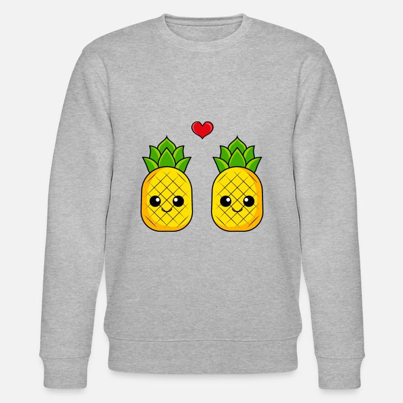 Ananas Paar Liebe Comic - Stanley/Stella Unisex Bio-Sweatshirt CHANGER  - Grau meliert