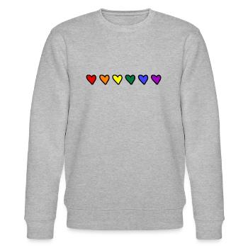 LGBTQ Regenbogen Herzen CSD Gay Pride - Stanley/Stella Unisex Bio-Sweatshirt CHANGER  - Grau meliert - Vorne - Nik (191cm) & Marisol (170cm)