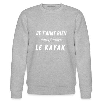 Je t'aime bien mais j'ai kayak aviron - Sweat bio CHANGER Stanley/Stella Unisexe - gris chiné - Devant - Nik (191cm) & Marisol (170cm)