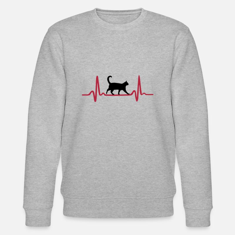 Herzschlag und Katze - Stanley/Stella Unisex Bio-Sweatshirt CHANGER - Grau meliert