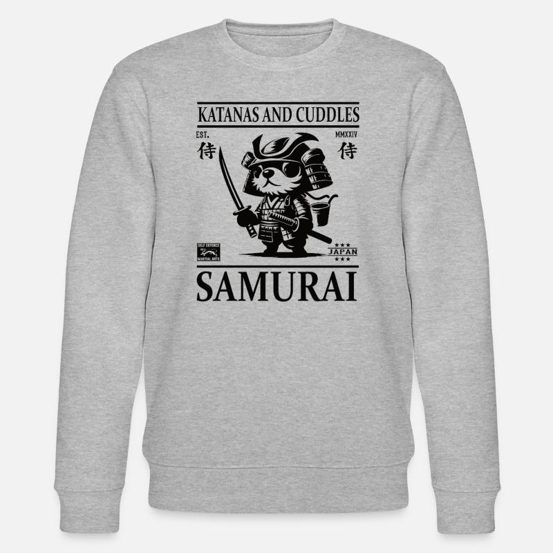 Mignon petit chien samouraï design - Sweat bio CHANGER Stanley/Stella Unisexe - gris chiné