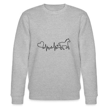 Pferde Herzschlag - Stanley/Stella Unisex Bio-Sweatshirt CHANGER  - Grau meliert - Vorne - Nik (191cm) & Marisol (170cm)