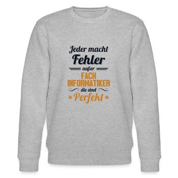 Fachinformatiker sind Perfekt - Stanley/Stella CHANGER Unisex Organic Sweatshirt - heather grey - Front - Nik (191cm) & Marisol (170cm)