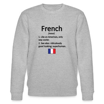 French France Flag French roots - Stanley/Stella CHANGER Unisex Organic Sweatshirt - heather grey - Front - Nik (191cm) & Marisol (170cm)