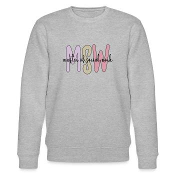 Master Social Work Abschluss Soziale Arbeit MSW - Stanley/Stella Unisex Bio-Sweatshirt CHANGER  - Grau meliert - Vorne - Nik (191cm) & Marisol (170cm)