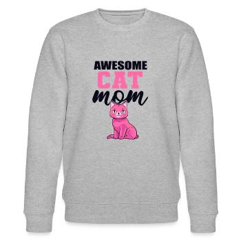 Awesome Cat Mom Hauskatze Miezekatze Kätzchen - Stanley/Stella Unisex Bio-Sweatshirt CHANGER  - Grau meliert - Vorne - Nik (191cm) & Marisol (170cm)