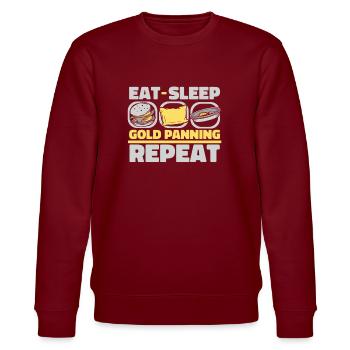 Eat Sleep Gold Panning Repeat Prospecting Miner - Stanley/Stella Unisex Bio-Sweatshirt CHANGER  - Burgunderrot - Vorne - Nik (191cm) & Marisol (170cm)