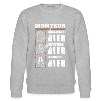 Mein Tagesablauf als Monteur - Stanley/Stella Unisex Bio-Sweatshirt CHANGER  - Grau meliert - Vorne - Nik (191cm) & Marisol (170cm)