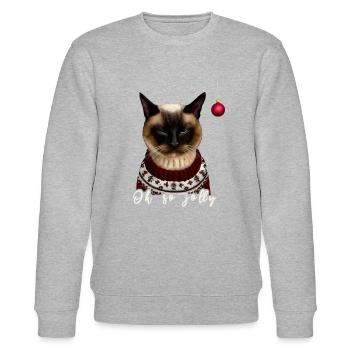 Grumpy Siam Christmas Cat - Charity - Stanley/Stella CHANGER Unisex Organic Sweatshirt - heather grey - Front - Nik (191cm) & Marisol (170cm)