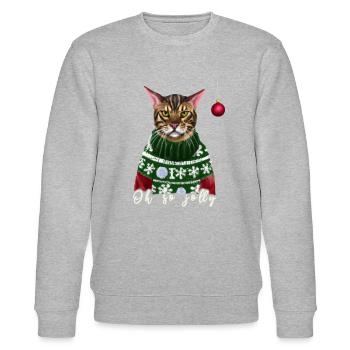 Grumpy Bengal Christmas Cat - Charity - Stanley/Stella CHANGER Unisex Organic Sweatshirt - heather grey - Front - Nik (191cm) & Marisol (170cm)
