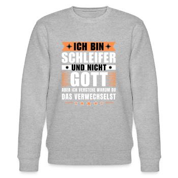 Ich bin Schleifer und nicht Gott - Stanley/Stella Unisex Bio-Sweatshirt CHANGER  - Grau meliert - Vorne - Nik (191cm) & Marisol (170cm)