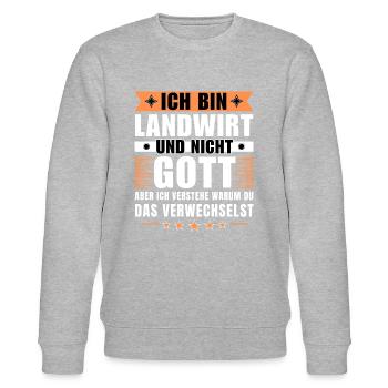 Ich bin Landwirt und nicht Gott - Stanley/Stella Unisex Bio-Sweatshirt CHANGER  - Grau meliert - Vorne - Nik (191cm) & Marisol (170cm)