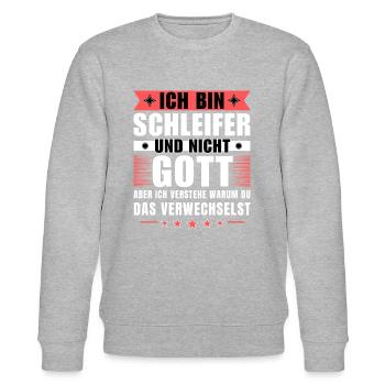 Ich bin Schleifer und nicht Gott - Stanley/Stella Unisex Bio-Sweatshirt CHANGER  - Grau meliert - Vorne - Nik (191cm) & Marisol (170cm)