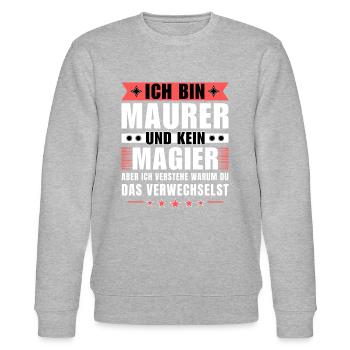 Ich bin Maurer und kein Magier - Stanley/Stella Unisex Bio-Sweatshirt CHANGER  - Grau meliert - Vorne - Nik (191cm) & Marisol (170cm)