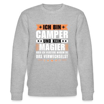 Ich bin Camper und kein Magier - Stanley/Stella Unisex Bio-Sweatshirt CHANGER  - Grau meliert - Vorne - Nik (191cm) & Marisol (170cm)