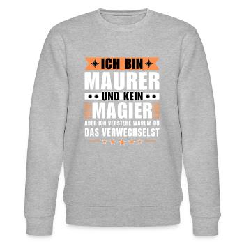 Ich bin Maurer und kein Magier - Stanley/Stella Unisex Bio-Sweatshirt CHANGER  - Grau meliert - Vorne - Nik (191cm) & Marisol (170cm)