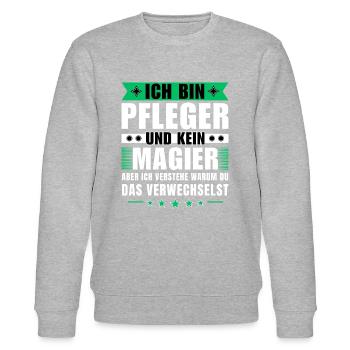 Ich bin Pfleger und kein Magier - Stanley/Stella Unisex Bio-Sweatshirt CHANGER  - Grau meliert - Vorne - Nik (191cm) & Marisol (170cm)