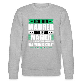 Ich bin Maurer und kein Magier - Stanley/Stella Unisex Bio-Sweatshirt CHANGER  - Grau meliert - Vorne - Nik (191cm) & Marisol (170cm)