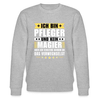 Ich bin Pfleger und kein Magier - Stanley/Stella Unisex Bio-Sweatshirt CHANGER  - Grau meliert - Vorne - Nik (191cm) & Marisol (170cm)