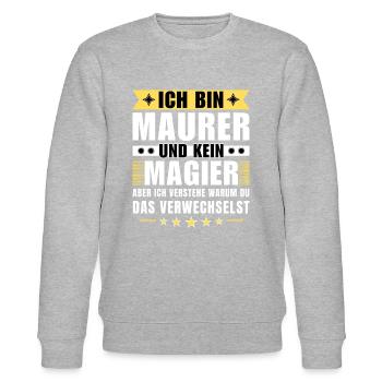 Ich bin Maurer und kein Magier - Stanley/Stella Unisex Bio-Sweatshirt CHANGER  - Grau meliert - Vorne - Nik (191cm) & Marisol (170cm)
