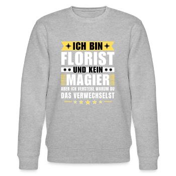 Ich bin Florist und kein Magier - Stanley/Stella Unisex Bio-Sweatshirt CHANGER  - Grau meliert - Vorne - Nik (191cm) & Marisol (170cm)