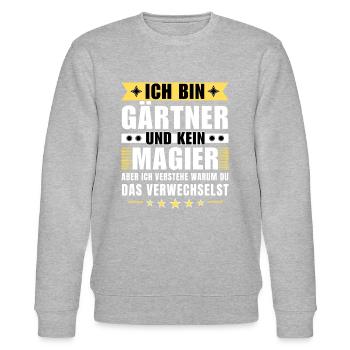 Ich bin Gärtner und kein Magier - Stanley/Stella Unisex Bio-Sweatshirt CHANGER  - Grau meliert - Vorne - Nik (191cm) & Marisol (170cm)