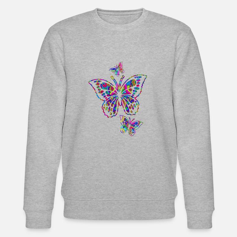 bunter Schmetterling, Geschenk, Geschenkidee - Stanley/Stella Unisex Bio-Sweatshirt CHANGER  - Grau meliert