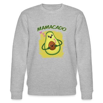 Avocado Lustiger Spruch Mamacado - Stanley/Stella Unisex Bio-Sweatshirt CHANGER  - Grau meliert - Vorne - Nik (191cm) & Marisol (170cm)