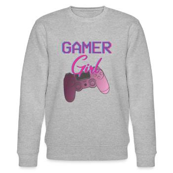 Funny Gamer Saying Gaming Girl - Stanley/Stella CHANGER Unisex Organic Sweatshirt - heather grey - Front - Nik (191cm) & Marisol (170cm)