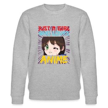 Anime funny saying just a girl - Stanley/Stella CHANGER Unisex Organic Sweatshirt - heather grey - Front - Nik (191cm) & Marisol (170cm)