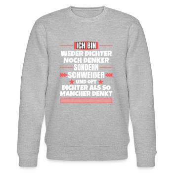 Weder Dichter noch Denker, sondern Schweißer - Stanley/Stella Unisex Bio-Sweatshirt CHANGER  - Grau meliert - Vorne - Nik (191cm) & Marisol (170cm)