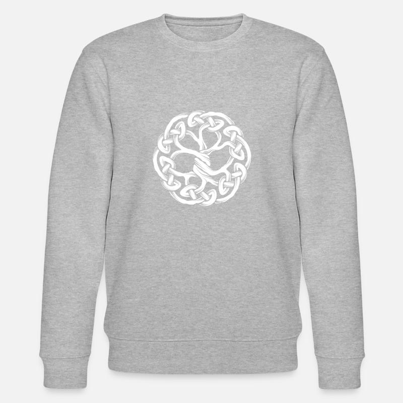 Celtic tree. White. - Stanley/Stella CHANGER Unisex Organic Sweatshirt - heather grey
