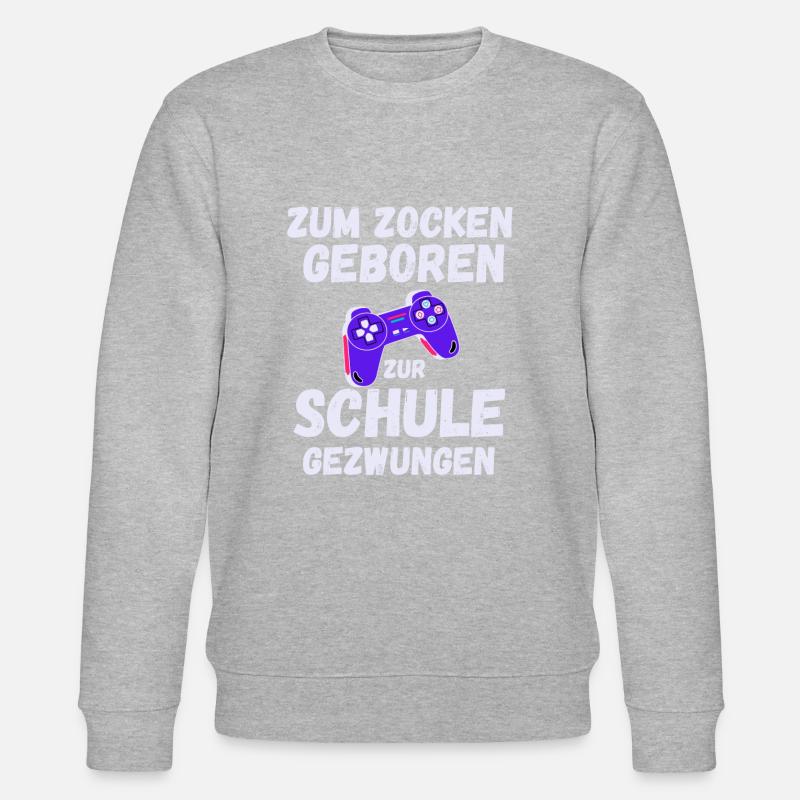 Gamer Spruch Gaming Sprüche Schule - Stanley/Stella Unisex Bio-Sweatshirt CHANGER  - Grau meliert