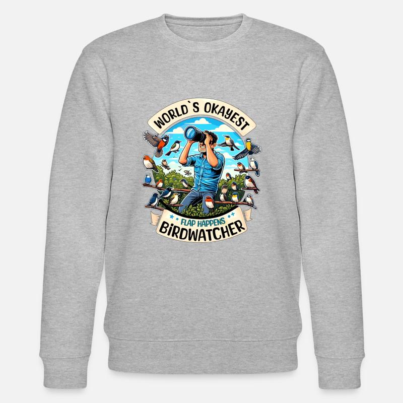Weltbester Okayer Birdwatcher Vogelbeobachtung - Stanley/Stella Unisex Bio-Sweatshirt CHANGER - Grau meliert