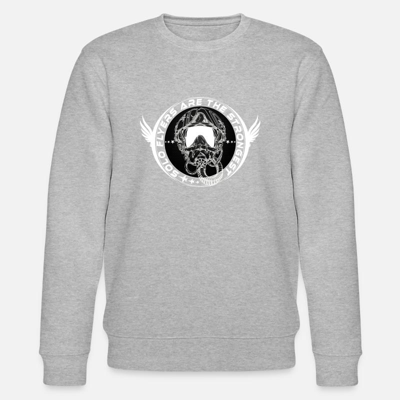 Fighterjet Pilot Helmet Sticker - Stanley/Stella CHANGER Unisex Organic Sweatshirt - heather grey