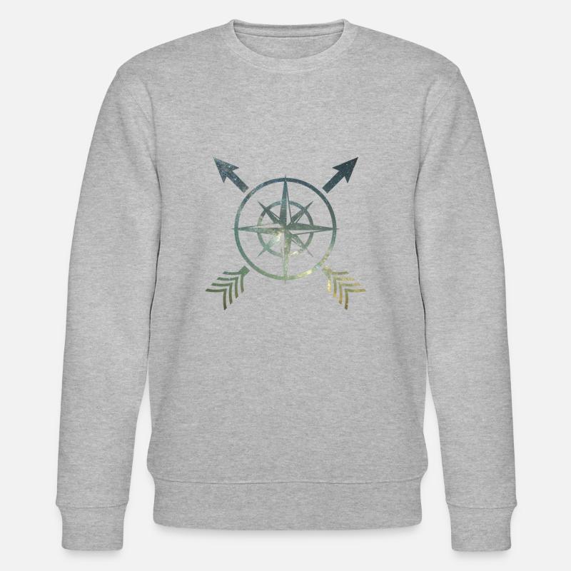 Kompass mit Pfeilen - Stanley/Stella Unisex Bio-Sweatshirt CHANGER  - Grau meliert