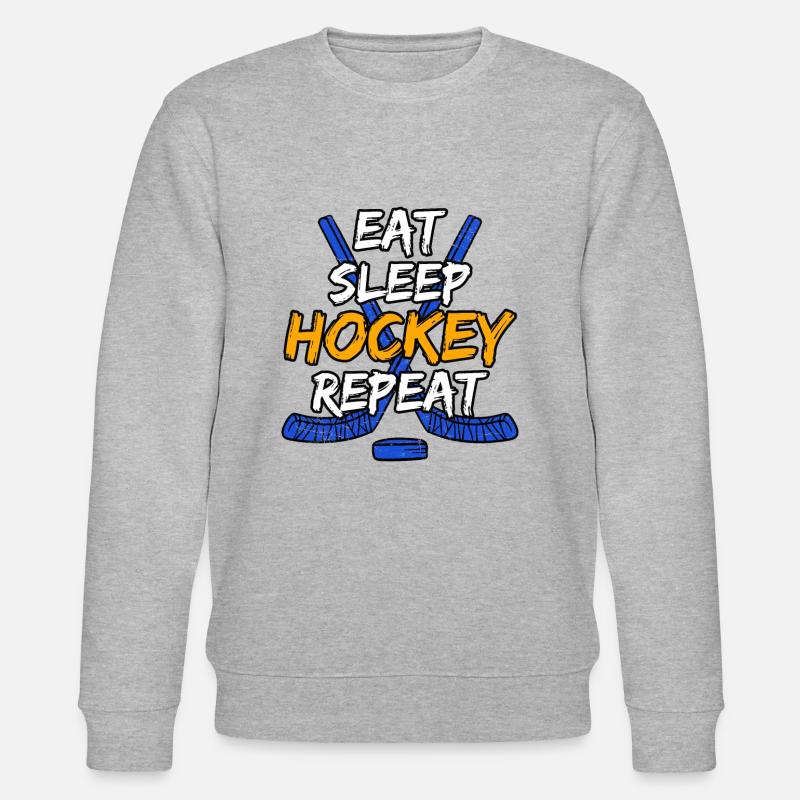 Eat Sleep Hockey Repeat - Stanley/Stella Unisex Bio-Sweatshirt CHANGER  - Grau meliert