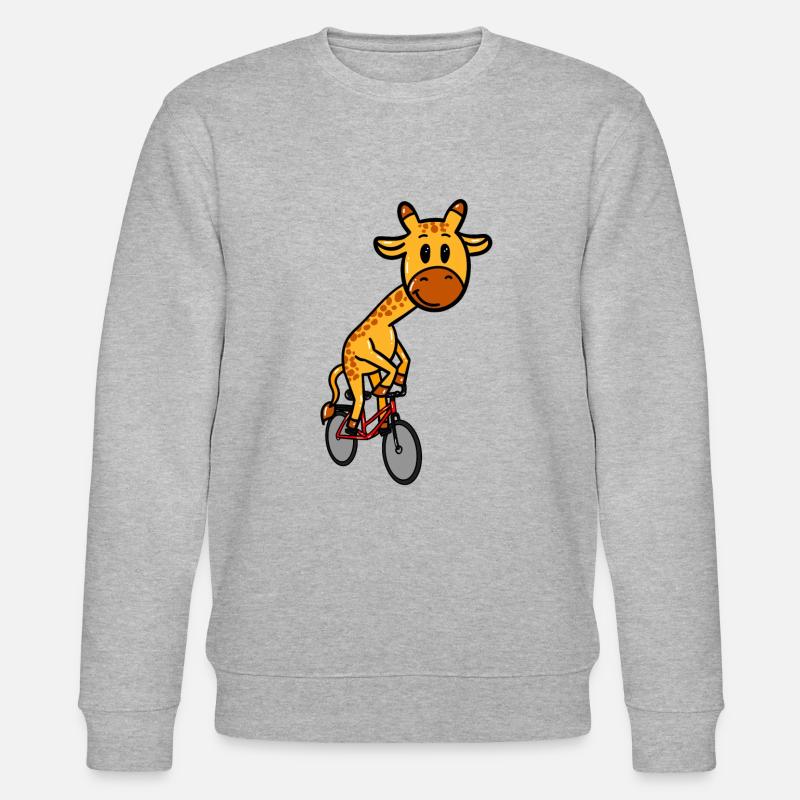 Radfahrende Giraffe - Stanley/Stella Unisex Bio-Sweatshirt CHANGER  - Grau meliert