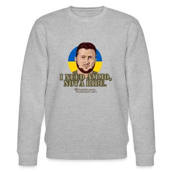 Ukraine Selenskyj Zitat Ammo - Stanley/Stella Unisex Bio-Sweatshirt CHANGER  - Grau meliert - Vorne - Nik (191cm) & Marisol (170cm)