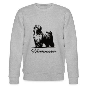Flauschiger Havaneser – Klein und charmant - Stanley/Stella Unisex Bio-Sweatshirt CHANGER  - Grau meliert - Vorne - Nik (191cm) & Marisol (170cm)