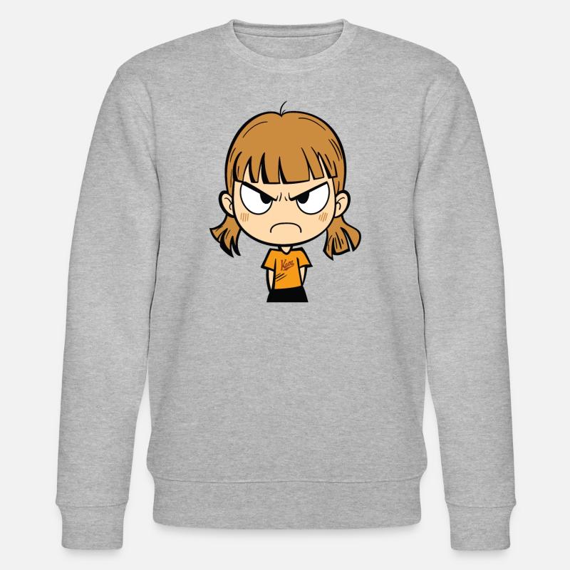 Wütendes Cartoon-Mädchen - Stanley/Stella Unisex Bio-Sweatshirt CHANGER  - Grau meliert