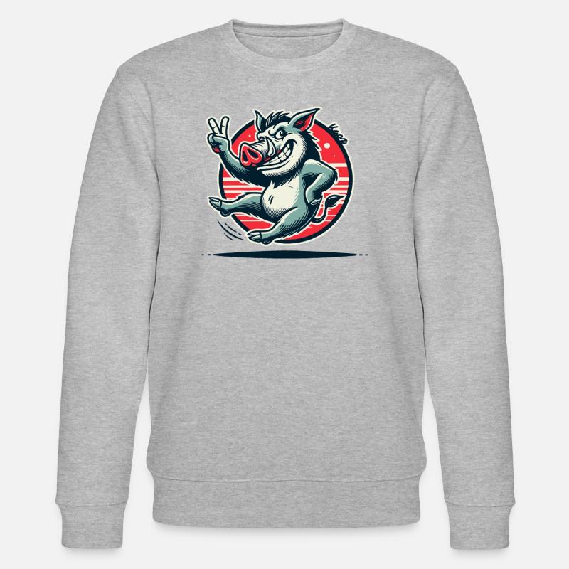Wildschwein mit Peace-Zeichen - Stanley/Stella Unisex Bio-Sweatshirt CHANGER  - Grau meliert