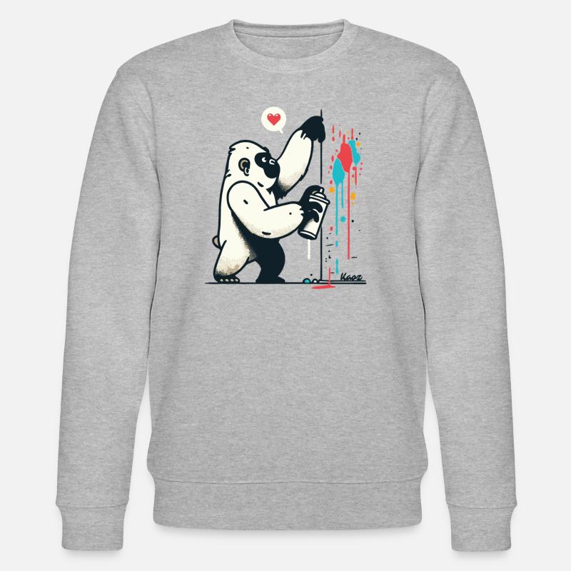 Graffiti-Gorilla mit Spraydose - Stanley/Stella Unisex Bio-Sweatshirt CHANGER  - Grau meliert