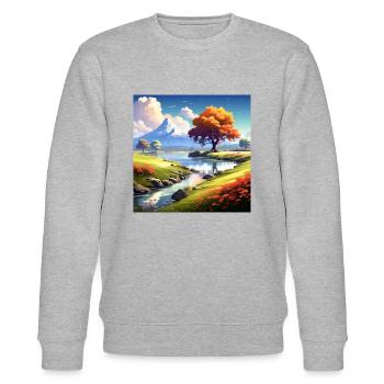 Schöne Landschaft mit See und Gebirge - Stanley/Stella Unisex Bio-Sweatshirt CHANGER  - Grau meliert - Vorne - Nik (191cm) & Marisol (170cm)