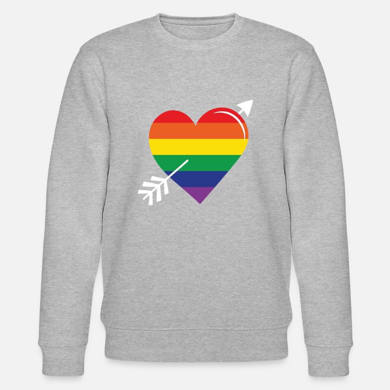 Flèche arc-en-ciel coeur fierté - Sweat bio CHANGER Stanley/Stella Unisexe - gris chiné